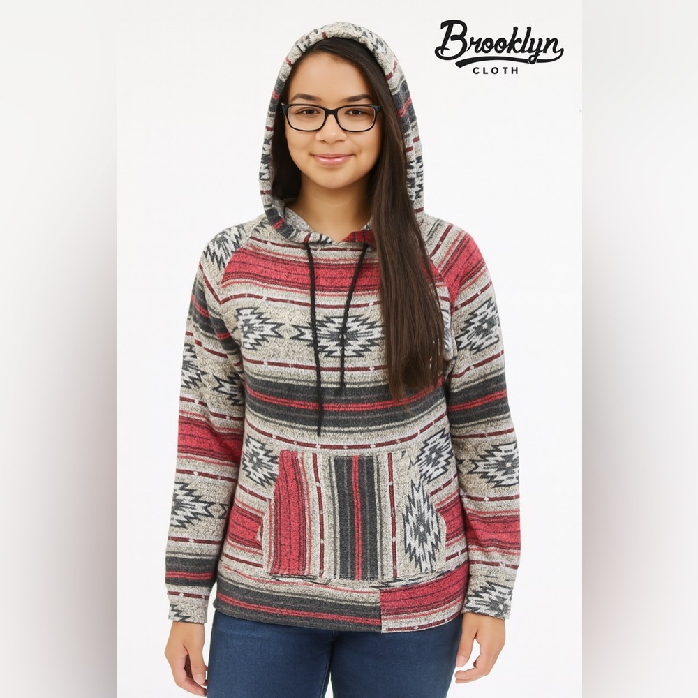 Brooklyn Cloth Southwest Aztec Hoodie Women's Pullover Tribal Print Size M